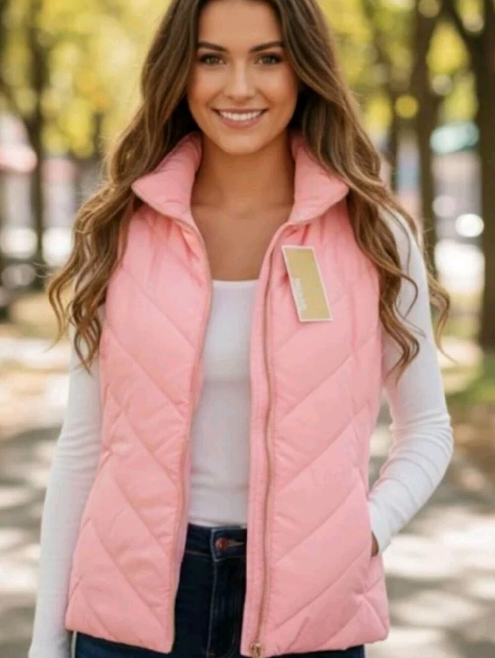 Retail $125 New Michael Kors Pink Puffer Vest Jacket